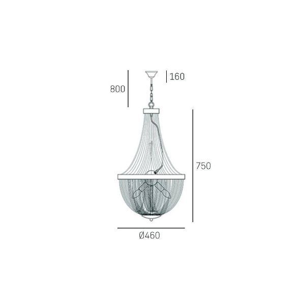 Stylowy żyrandol Roma z czarnymi łańcuszkami