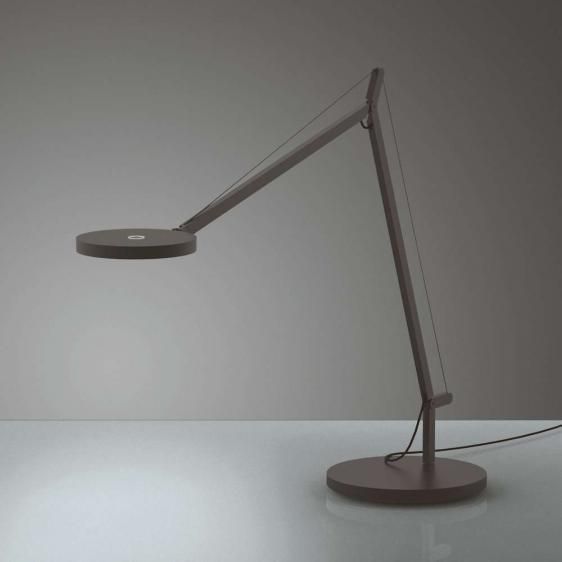 Szara biurkowa lampa LED Demetra Tavolo z wbudowanym ściemniaczem i czujnikiem ruchu