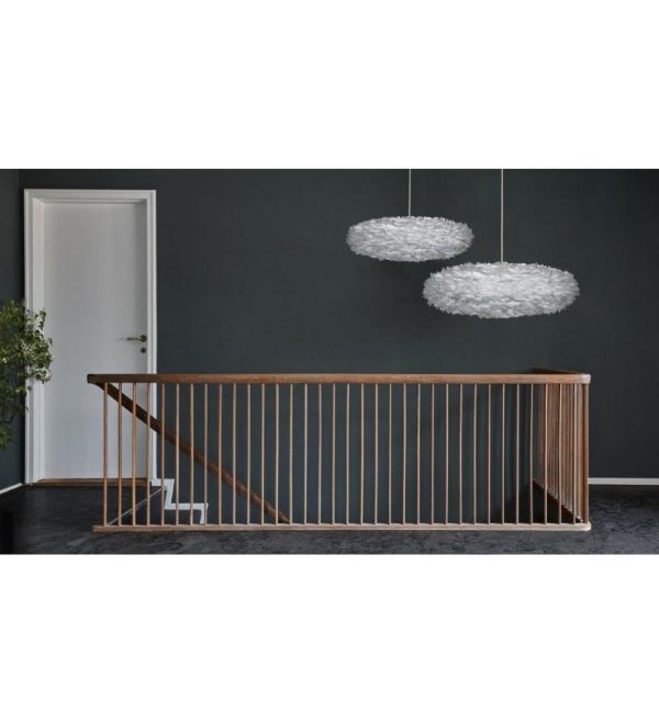 Szara wisząca lampa Eos Esther M z naturalnymi piórami