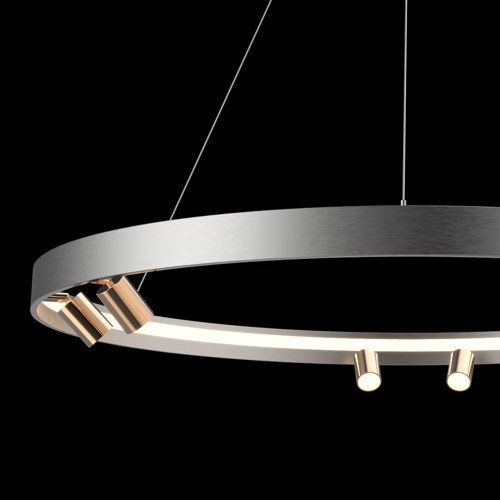 Szara wisząca lampa Spectra No.2 z złotymi reflektorami