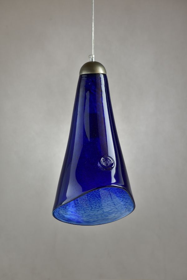 Szklana lampa wisząca Horn - niebieska