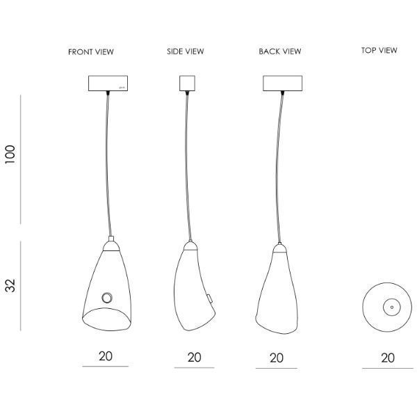 Szklana lampa wisząca Horn - niebieska