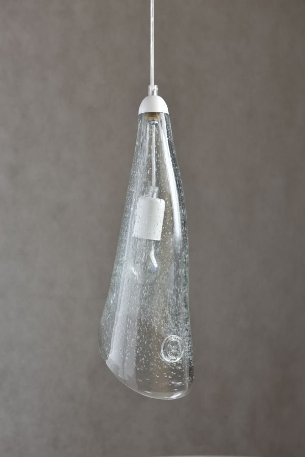 Szklana, przezroczysta lampa wisząca Horn Bubble