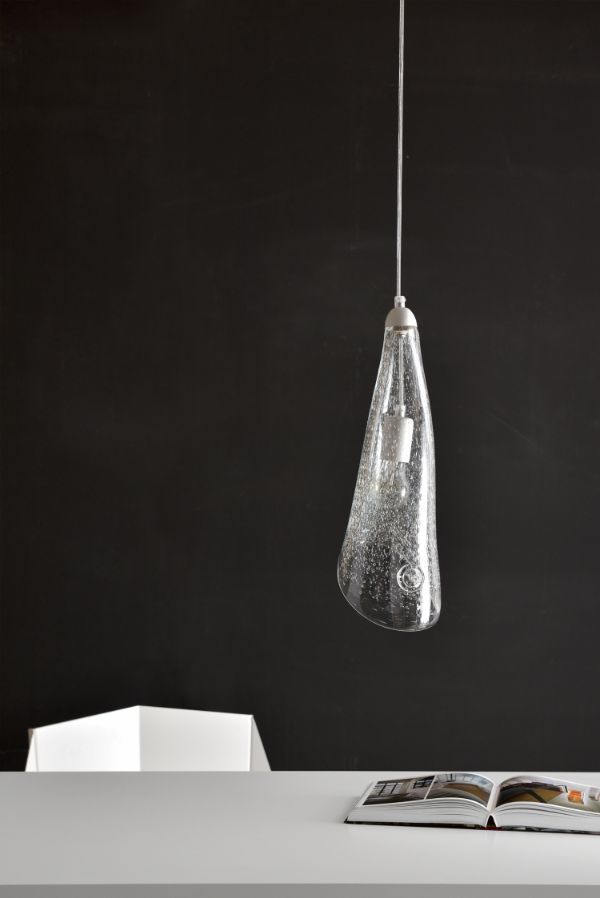Szklana, przezroczysta lampa wisząca Horn Bubble