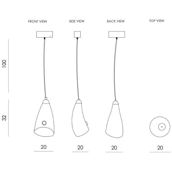 Szklana, przezroczysta lampa wisząca Horn Bubble