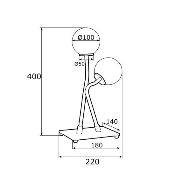 Unikatowa czarna lampa stołowa Faron z szklanymi kloszami