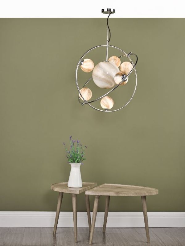 Unikatowa wisząca lampa Mikara z eleganckimi szklanymi kloszami