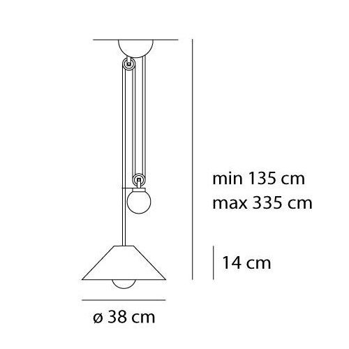Wisząca lampa Aggregato Saliscendi Cone S z białym, stożkowym kloszem