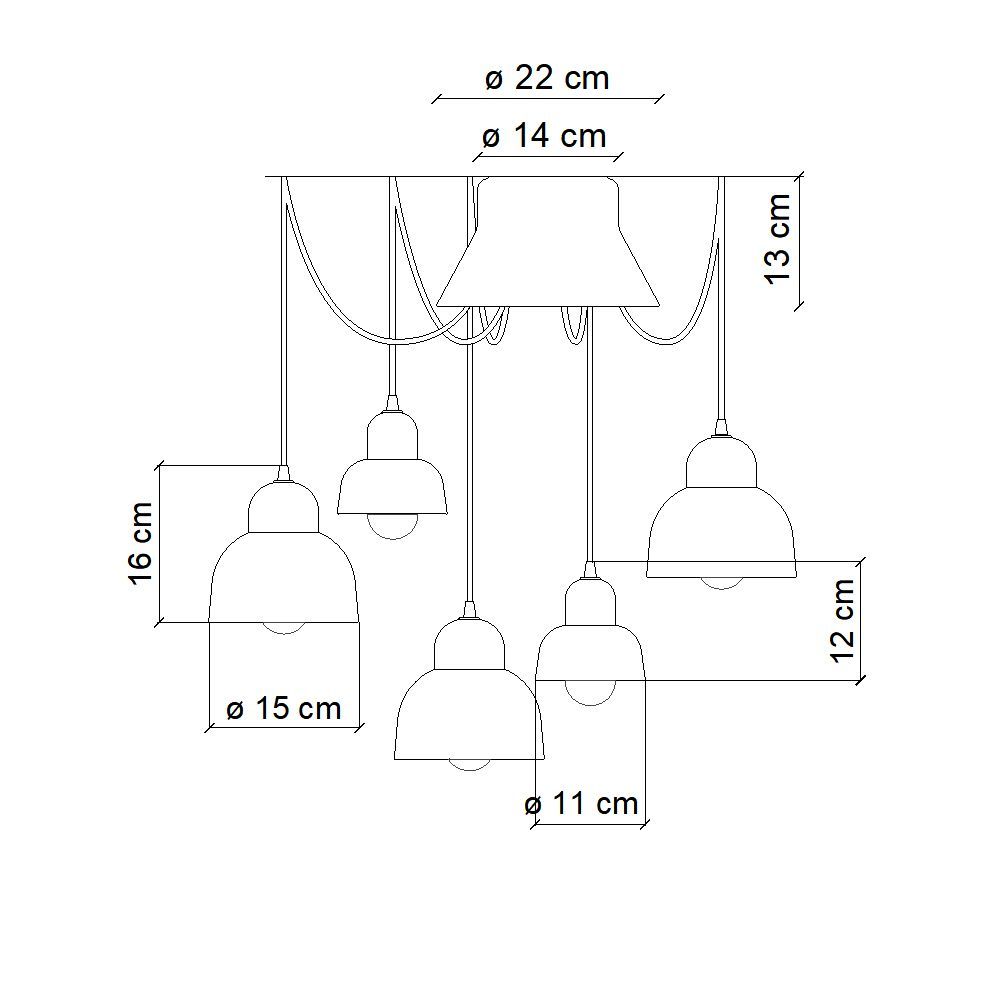 Wisząca lampa Berimbau C2608 z kolorowymi kloszami