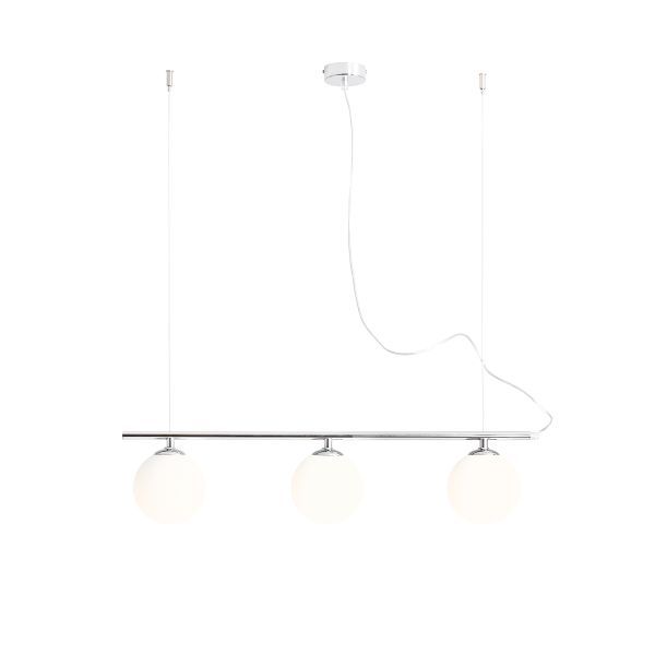 Wisząca lampa Beryl z trzema szklanymi kulami w srebrnym wykończeniu