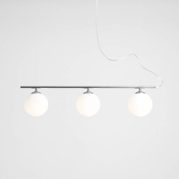 Wisząca lampa Beryl z trzema szklanymi kulami w srebrnym wykończeniu