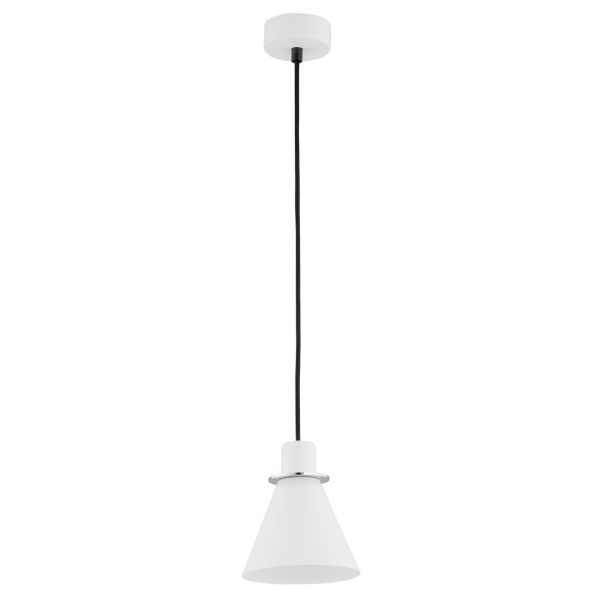 Wisząca lampa Beverly w białym kolorze z srebrnymi akcentami