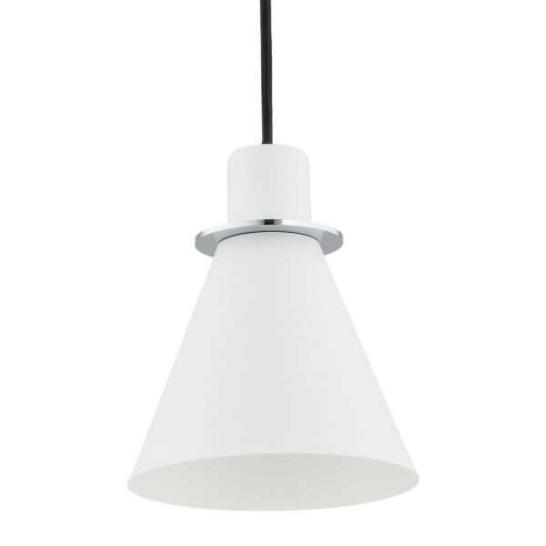 Wisząca lampa Beverly w białym kolorze z srebrnymi akcentami