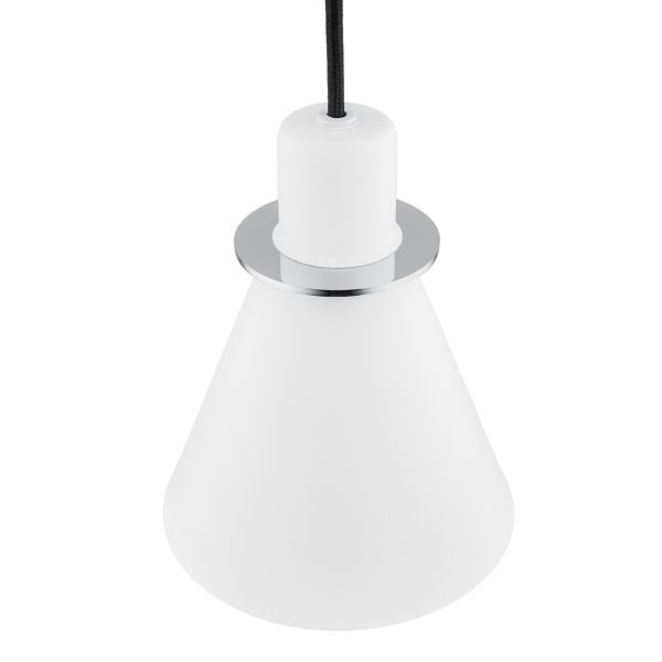 Wisząca lampa Beverly w białym kolorze z srebrnymi akcentami