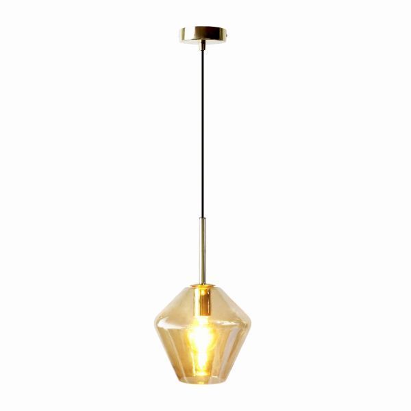 Wisząca lampa Bohemia w złotym kolorze ze szklanym kloszem