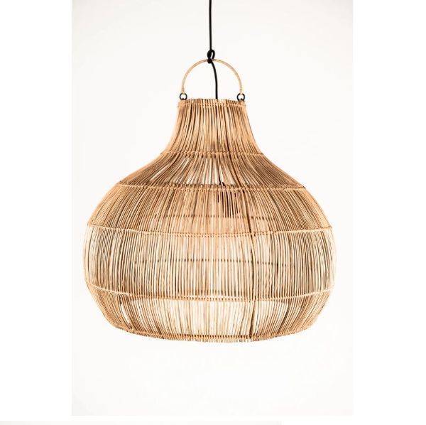 Wisząca lampa Bruno z rattanu w stylu boho