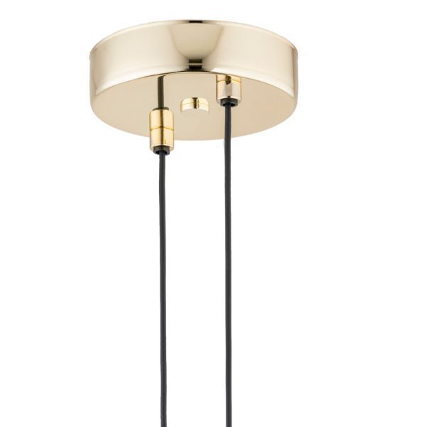 Wisząca lampa Buffalo z mlecznym kloszem i złotymi detalami