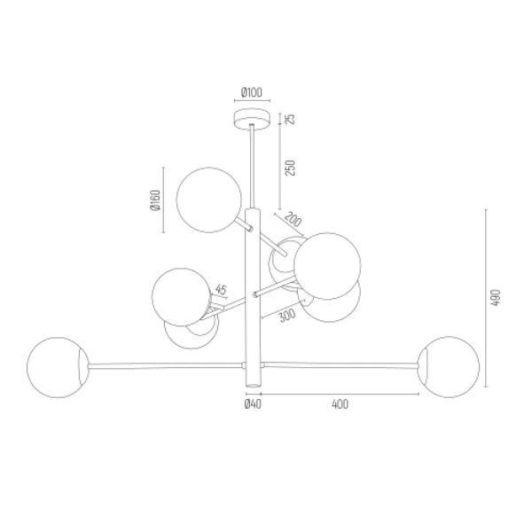Wisząca lampa Cameron w złotym kolorze z mlecznymi kloszami
