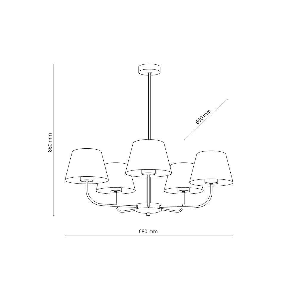 Wisząca lampa Chicago M z pięcioma punktami świetlnymi