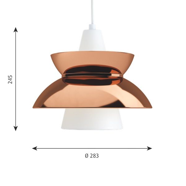 Wisząca lampa Doo-Wop od Louis Poulsen w miedzianym wykończeniu z możliwością wymiany żarówki
