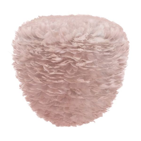 Wisząca lampa Eos Evia L w pudrowym różu z naturalnymi piórami