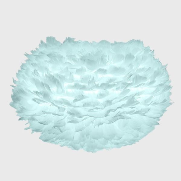 Wisząca lampa Eos Light M z naturalnych błękitnych piór