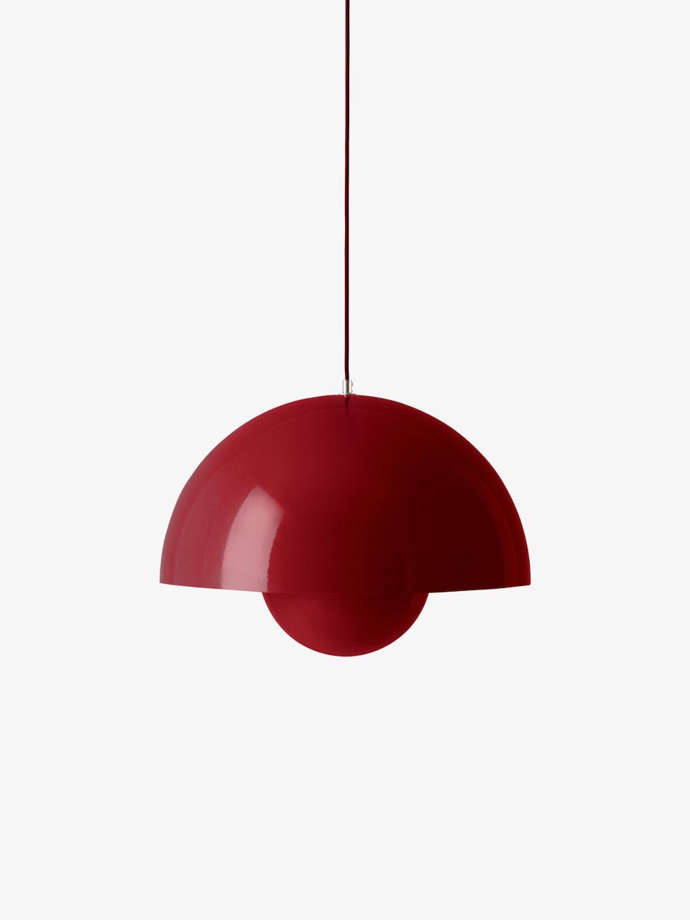 Wisząca lampa Flowerpot VP2 w kolorze Vermillion Red o średnicy 50 cm