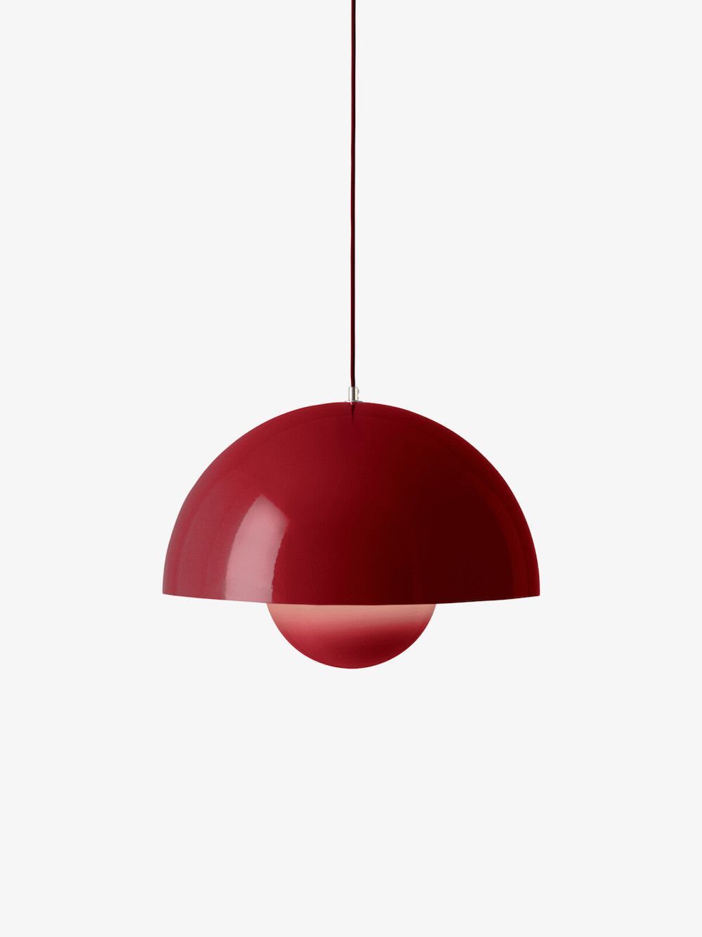 Wisząca lampa Flowerpot VP2 w kolorze Vermillion Red o średnicy 50 cm