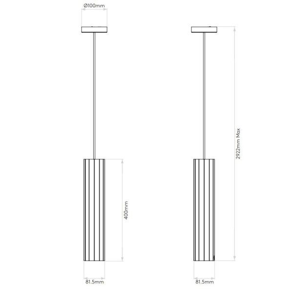 Wisząca lampa Hashira w kształcie metalowej tuby w kolorze czarnym