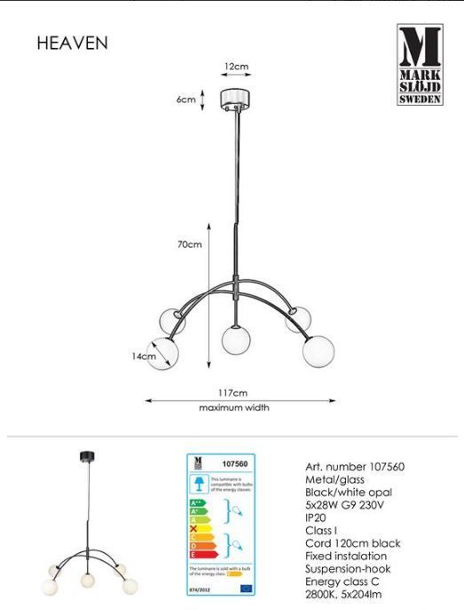 Wisząca lampa Heaven z szklanymi kulami