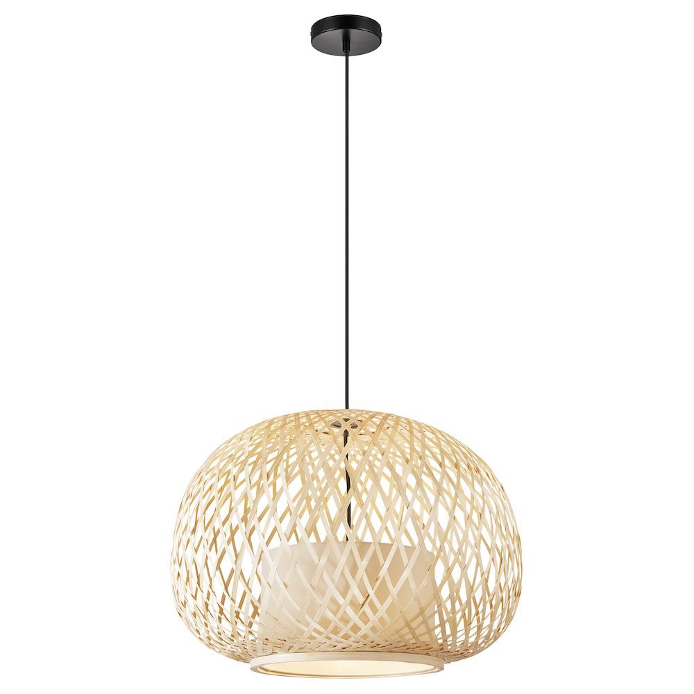 Wisząca lampa Hisoka z kloszem z naturalnego bambusa w subtelnym odcieniu