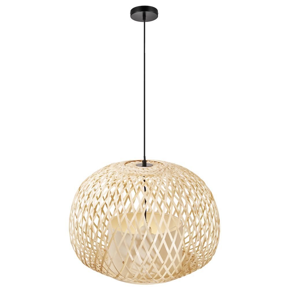 Wisząca lampa Hisoka z kloszem z naturalnego bambusa w subtelnym odcieniu