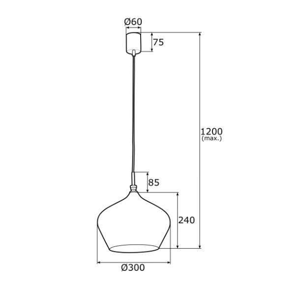 Wisząca lampa Irun z czarnym, szklanym kloszem