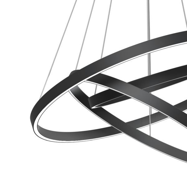 Wisząca lampa LED Rim w kolorze czarnym z okrągłymi pierścieniami, średnica 80 cm