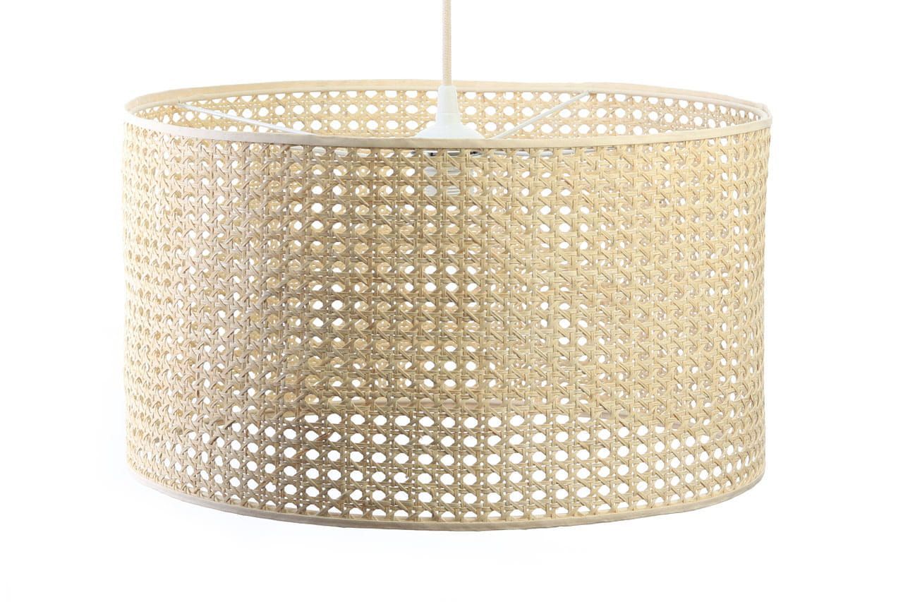 Wisząca lampa Meissa w stylu boho z plecionki z palmy rotangowej