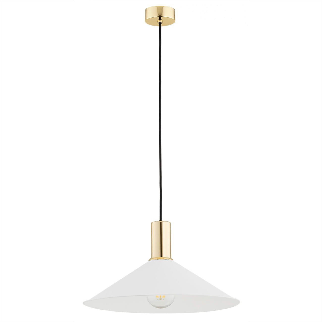 lumigo wiszaca lampa minori w bialym kolorze o stozkowym ksztalcie 2