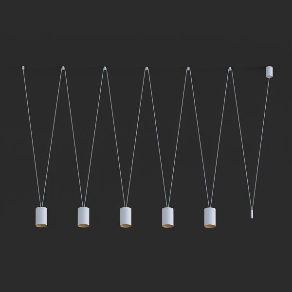 Wisząca lampa More Tone V w białym kolorze – smukłe tuby.