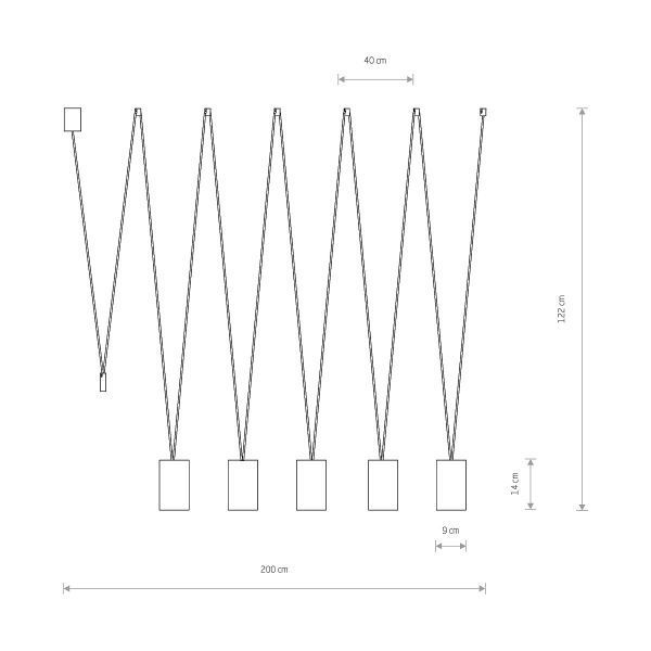 Wisząca lampa More Tone V w białym kolorze – smukłe tuby.
