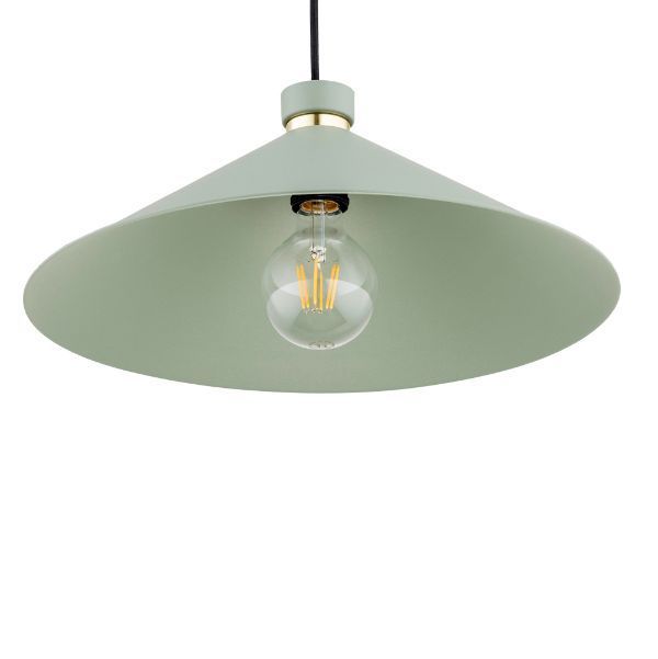 Wisząca lampa Nashville w kolorze szałwii z szerokim kloszem