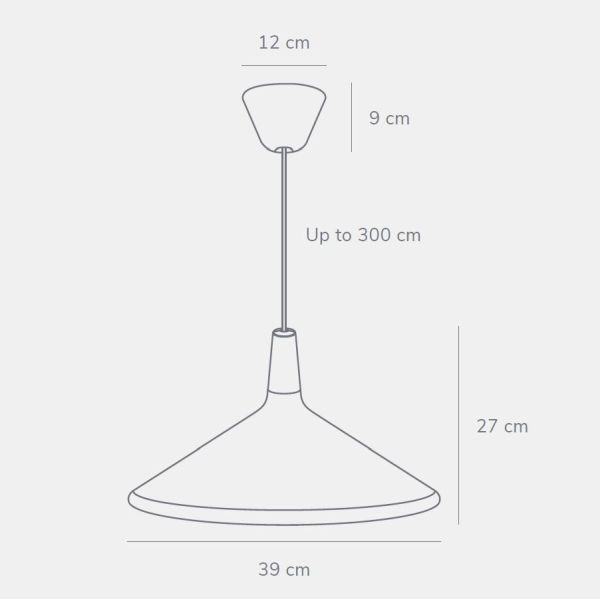 Wisząca lampa Nori 39 od DFTP w czarnym kolorze z szerokim kloszem