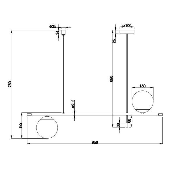 Wisząca lampa Nostalgia na wydłużonej listwie