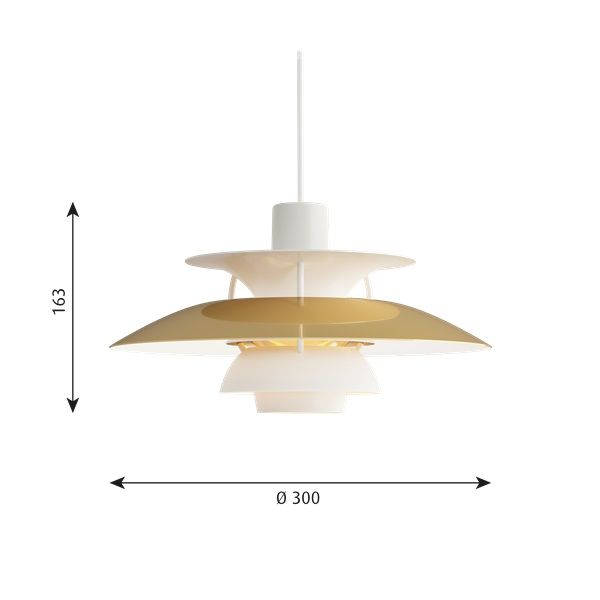 Wisząca lampa PH 5 Mini marki Louis Poulsen w kolorze mosiądzu