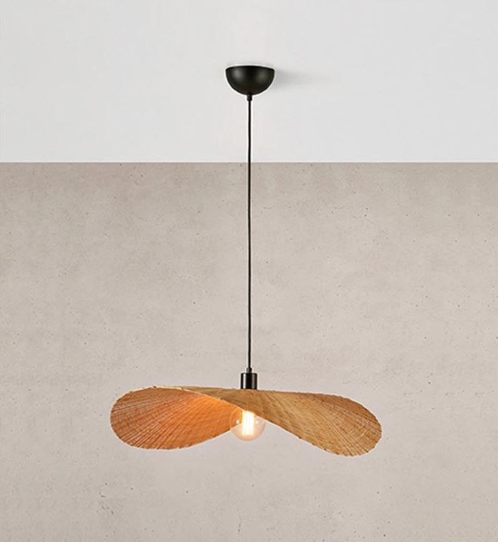 Wisząca lampa Rayo z kloszem z bambusa