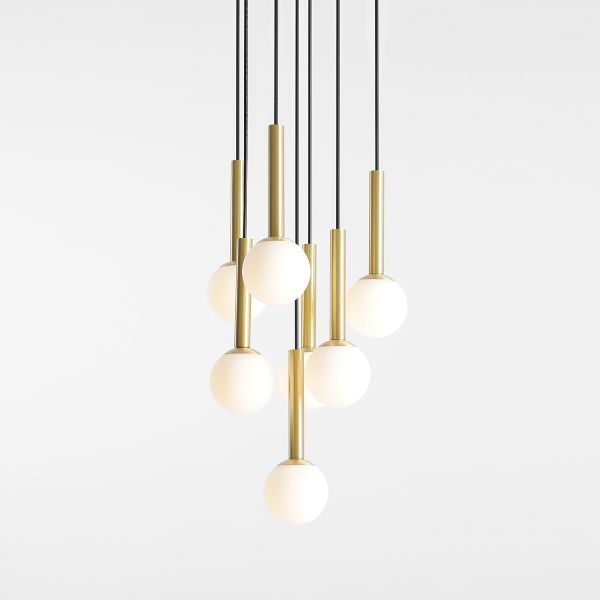 Wisząca lampa Riu 7 z eleganckimi szklanymi kulami