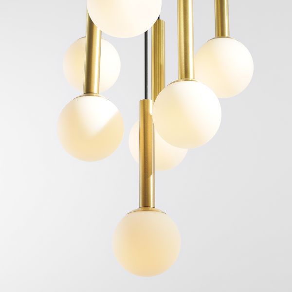 Wisząca lampa Riu 7 z eleganckimi szklanymi kulami