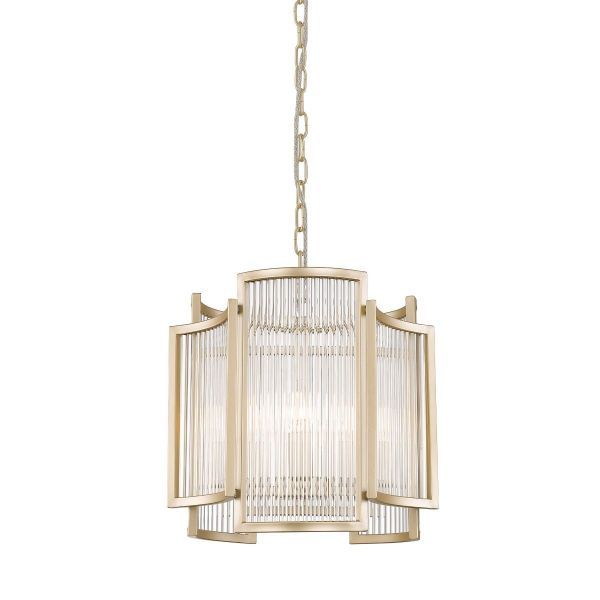 Wisząca lampa Sergio M ze złotym wykończeniem i ryflowanym szkłem