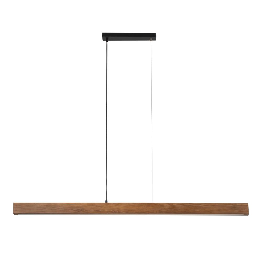 Wisząca lampa Teo z podłużną drewnianą listwą w kolorze orzecha