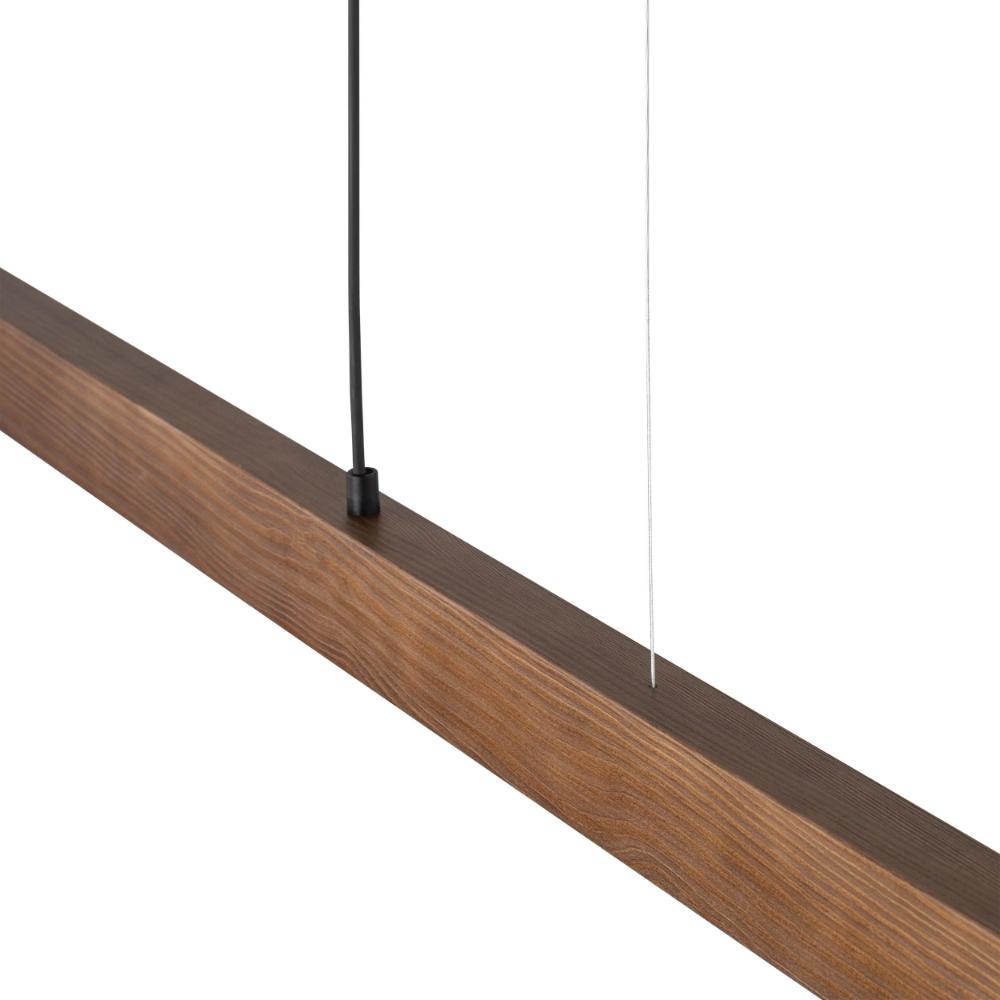 Wisząca lampa Teo z podłużną drewnianą listwą w kolorze orzecha