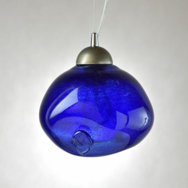 Wisząca lampa ze szkła Meduse w kolorze kobaltu