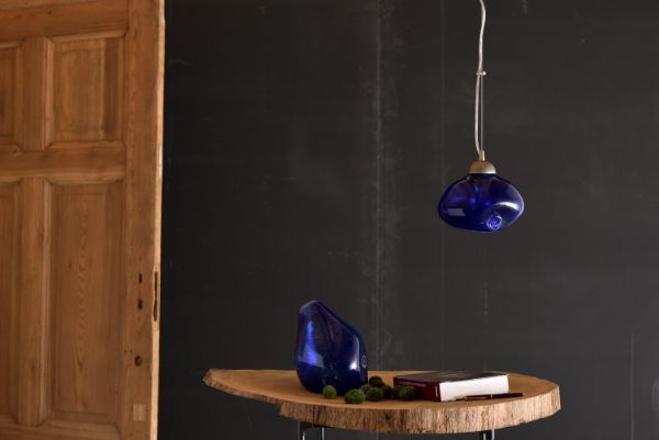 Wisząca lampa ze szkła Meduse w kolorze kobaltu